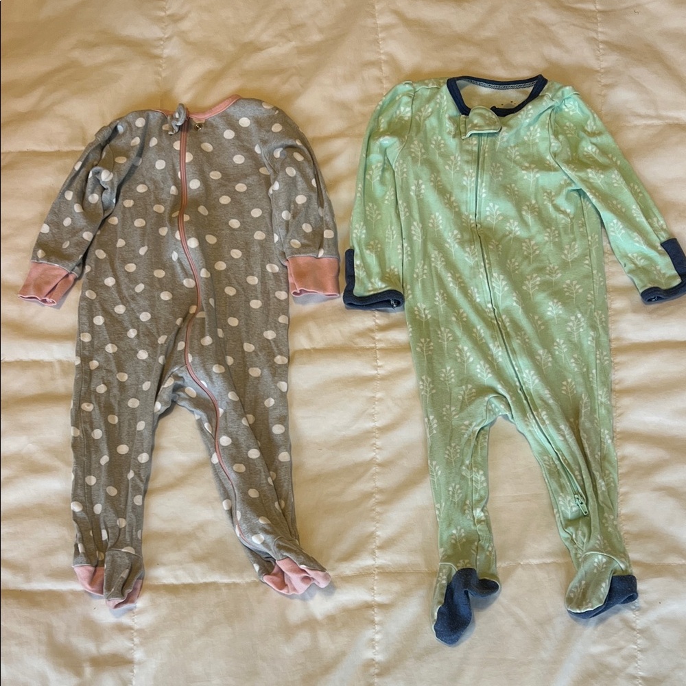 Kids One Piece Pajama Sets- Gray and Green